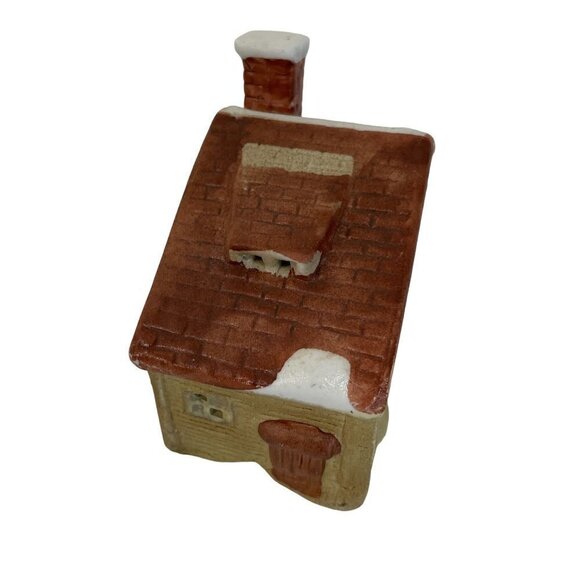 Miniature Christmas Holiday Old Log Cabin Tree Ceramic Primitive - Picture 3 of 5